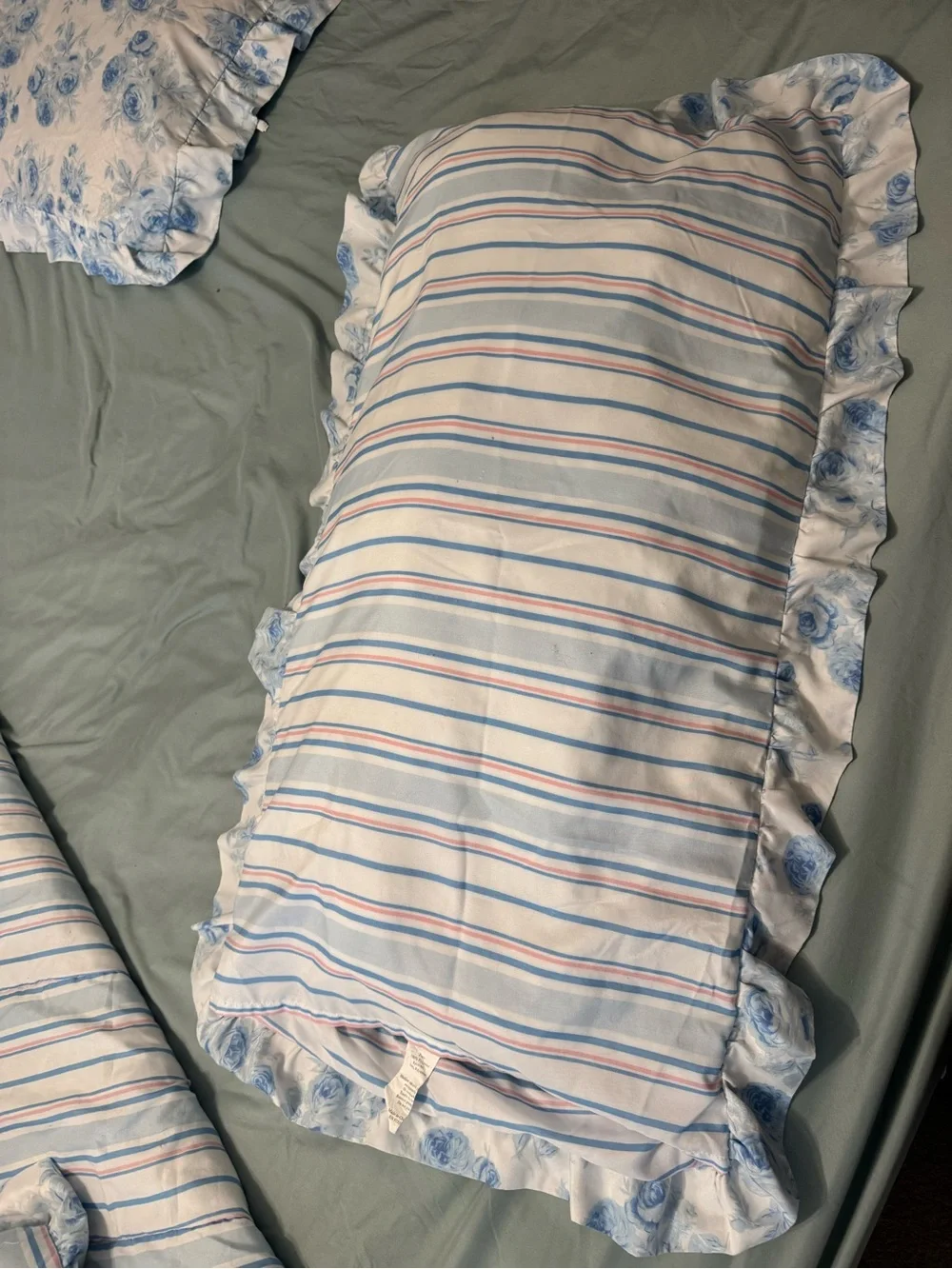 King Comforter Set Blue Floral Bedding 3 piece